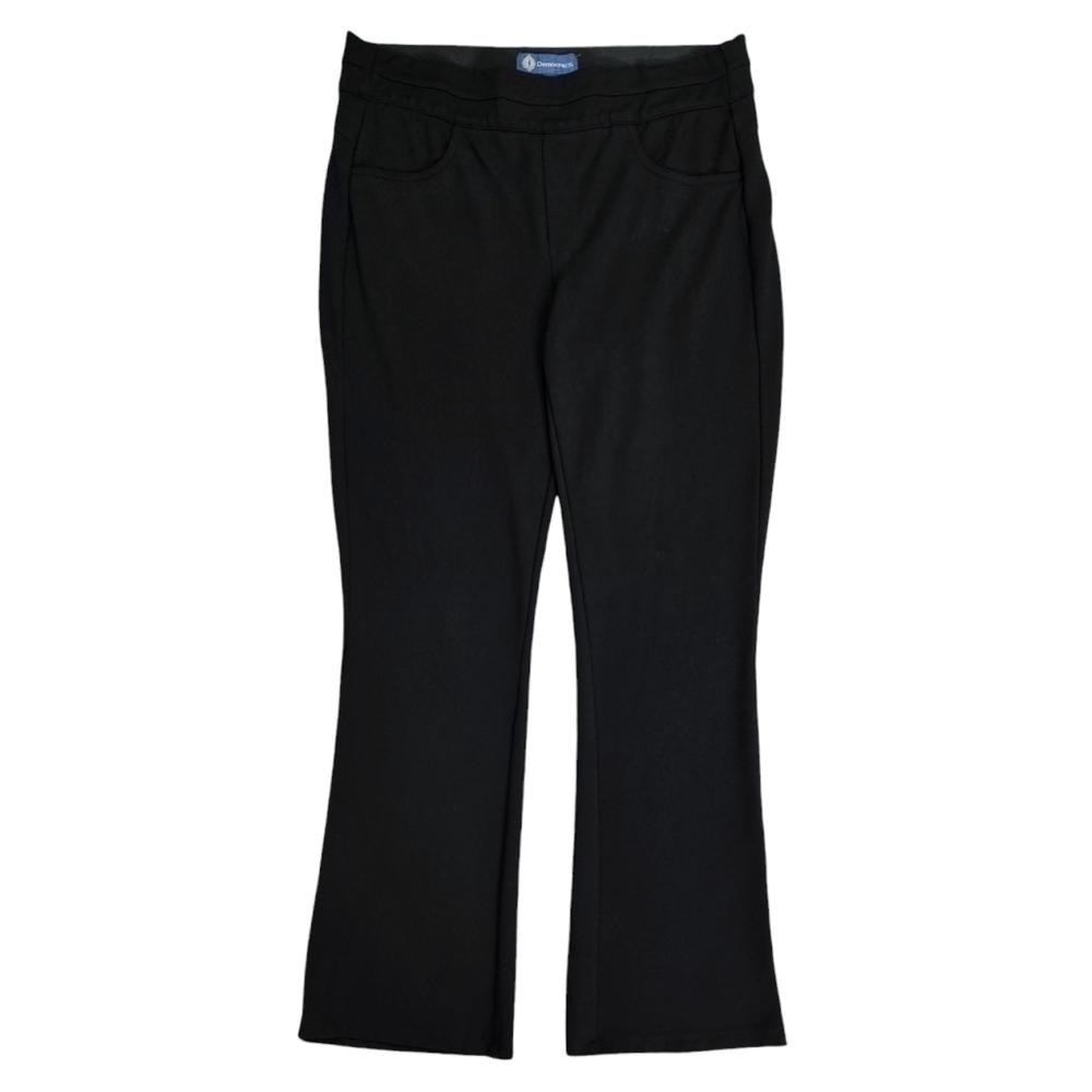 Democracy Ab Solution Black Pull On Ponte Boot Cut Pants Pockets Tummy Control
